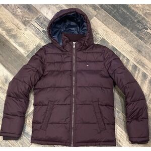 Tommy Hilfiger Women Jacket Purple Hooded Puffer Coat 100% Nylon 15ZH8009 Small